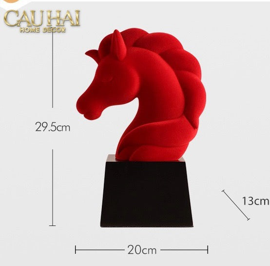 FÊTES VELOUR COUTURE - TƯỢNG NGỰA TÊTE DE CHEVAL ROUGE VELOUR ARMOUR - CẬU HAI HOME DECOR