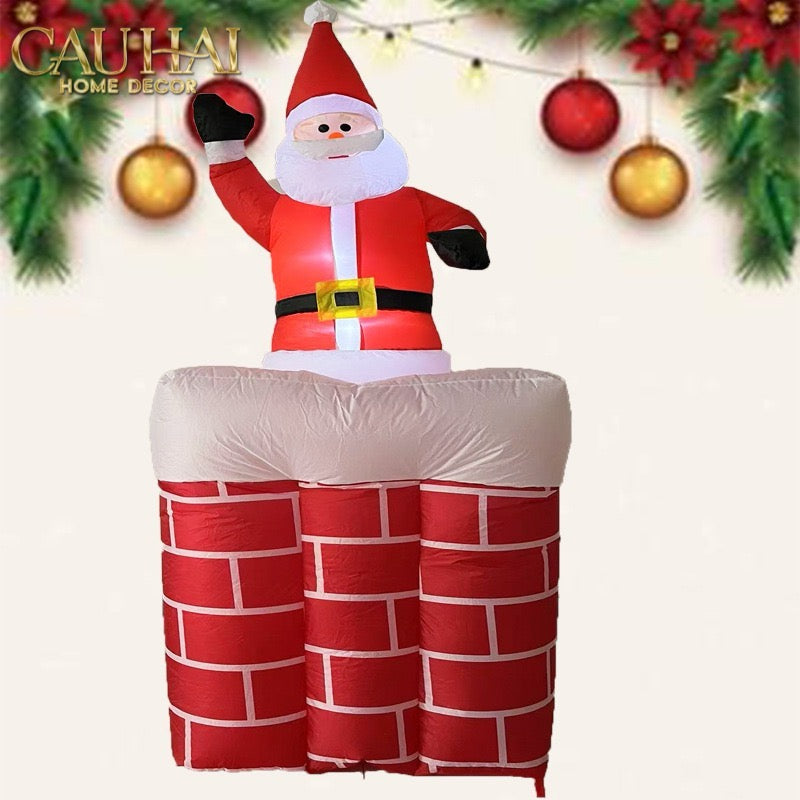 FÊTES COUTURE - ÔNG GIÀ NOEL LEO ỐNG KHÓI - SANTA SALUTATION CHEMINÉE - CẬU HAI HOME DECOR