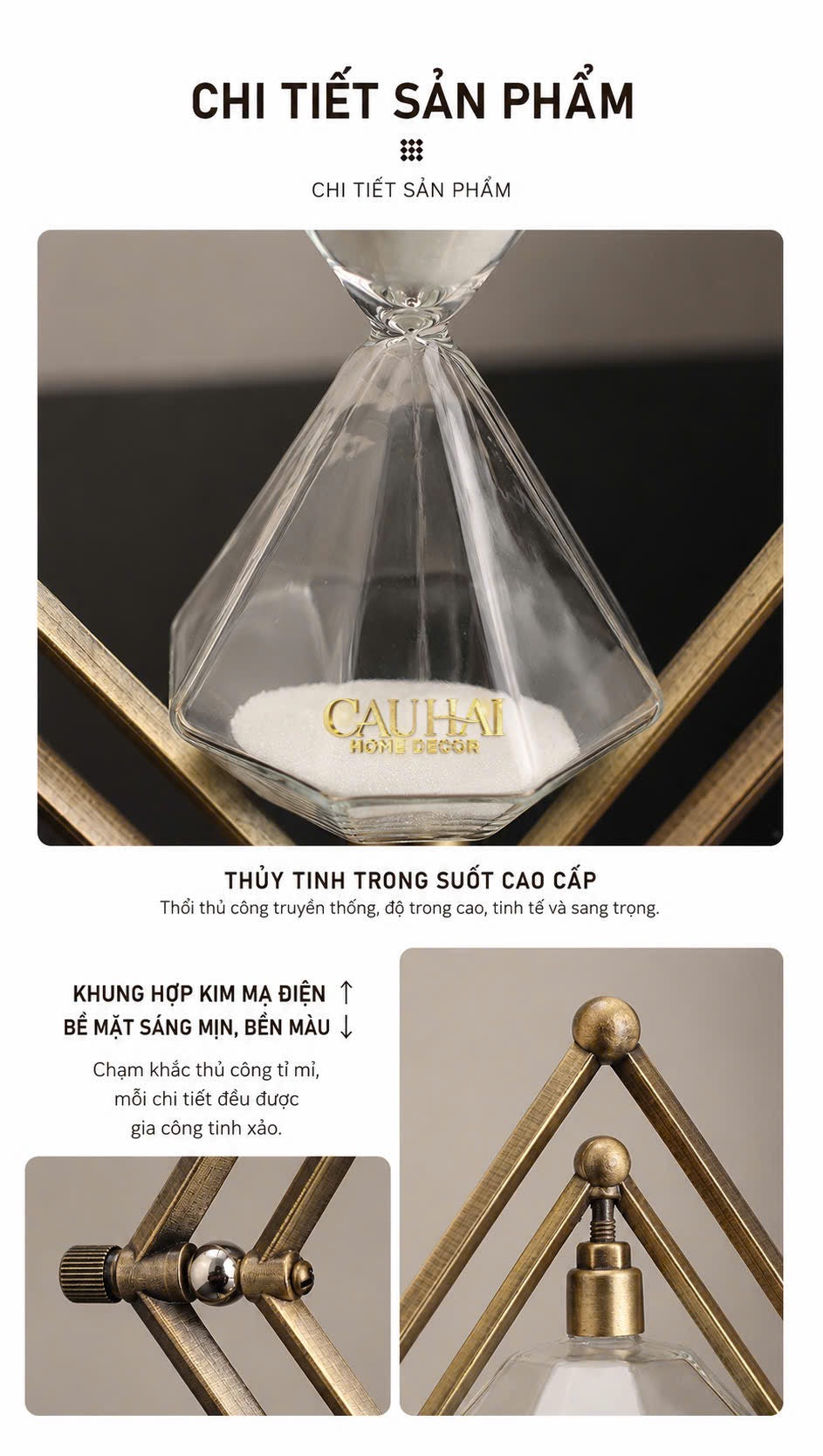 Đồng Hồ Cát Temps Diamant Gildded Mordern 30*20*10