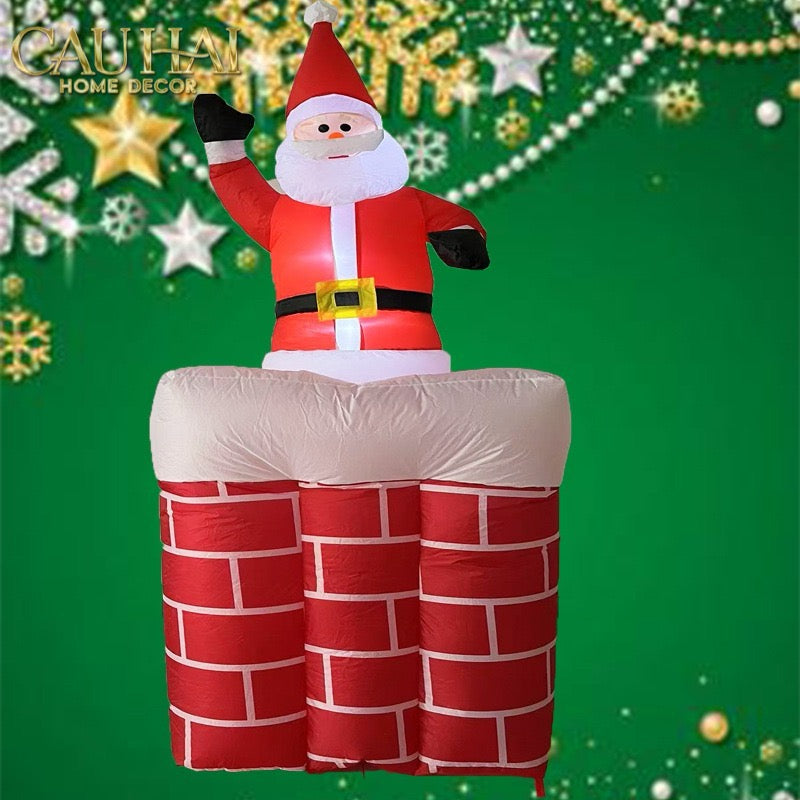 FÊTES COUTURE - ÔNG GIÀ NOEL LEO ỐNG KHÓI - SANTA SALUTATION CHEMINÉE - CẬU HAI HOME DECOR