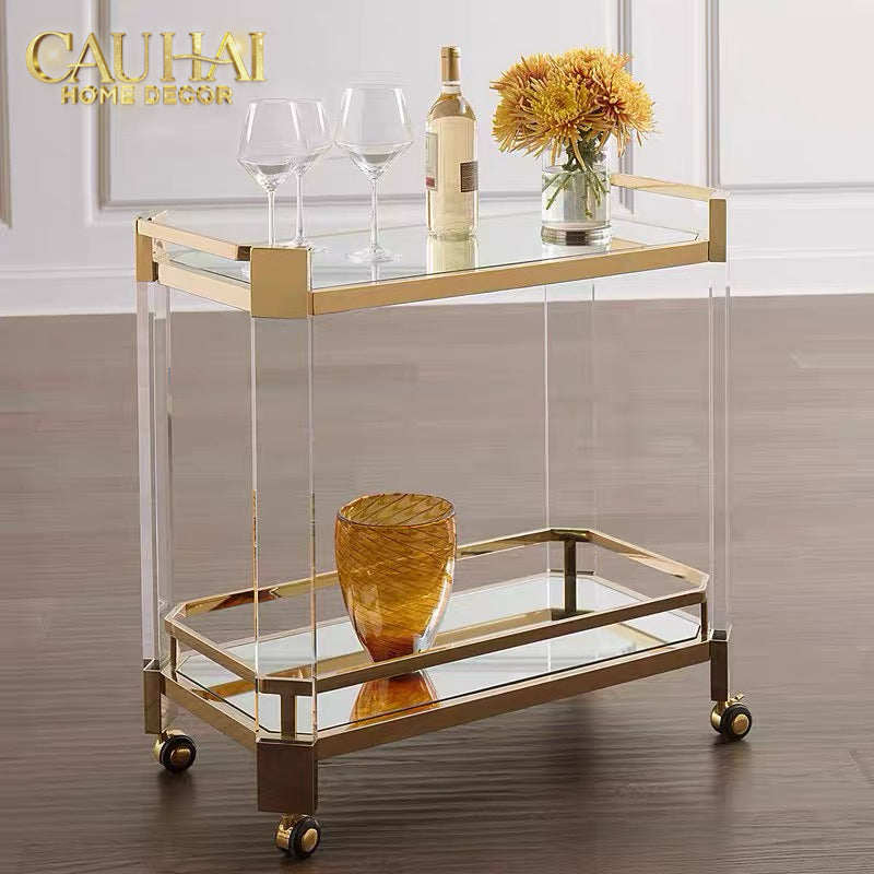 Maison Couture - Xe Đẩy Quầy Bar / Bar Cart Christian Trolley Acrylic Modernist D'Or