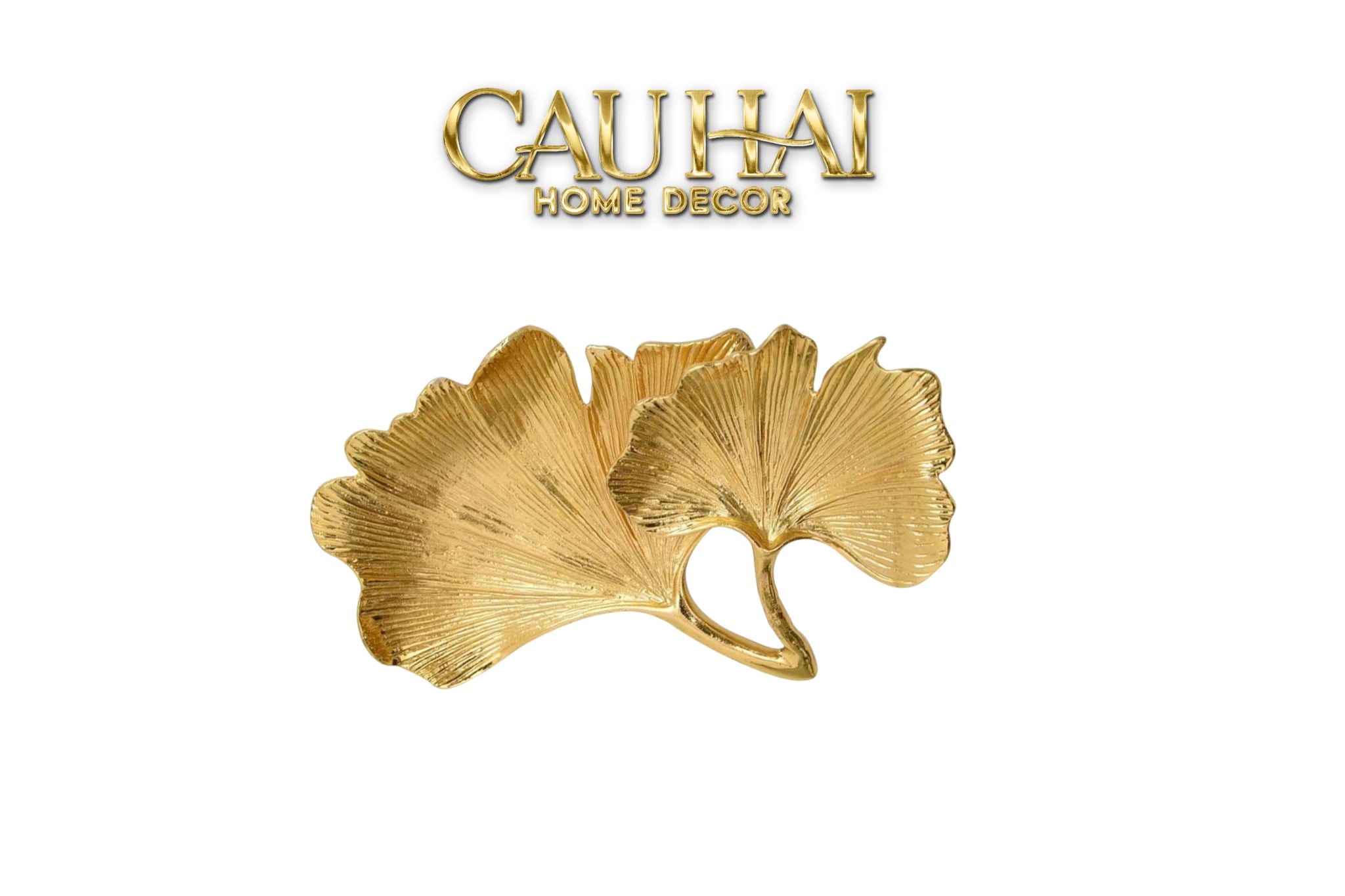 Khay Trang Trí Lá Ngân Hạnh Héritage Ginkgo Lumière D’Or 22x20