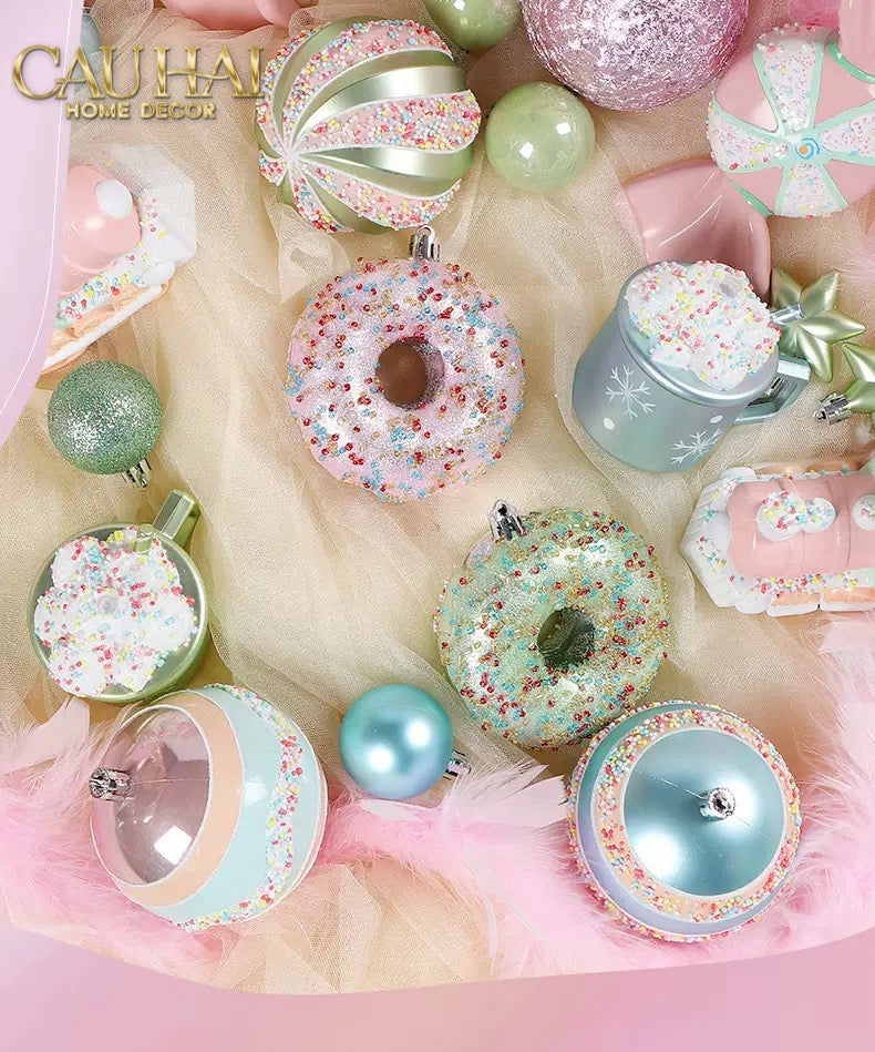 FÊTES COUTURE - SET CHÂU TRANG TRÍ GIÁNG SINH COTTON CANDY PLUSH PINK 70PCS - CẬU HAI HOME DECOR