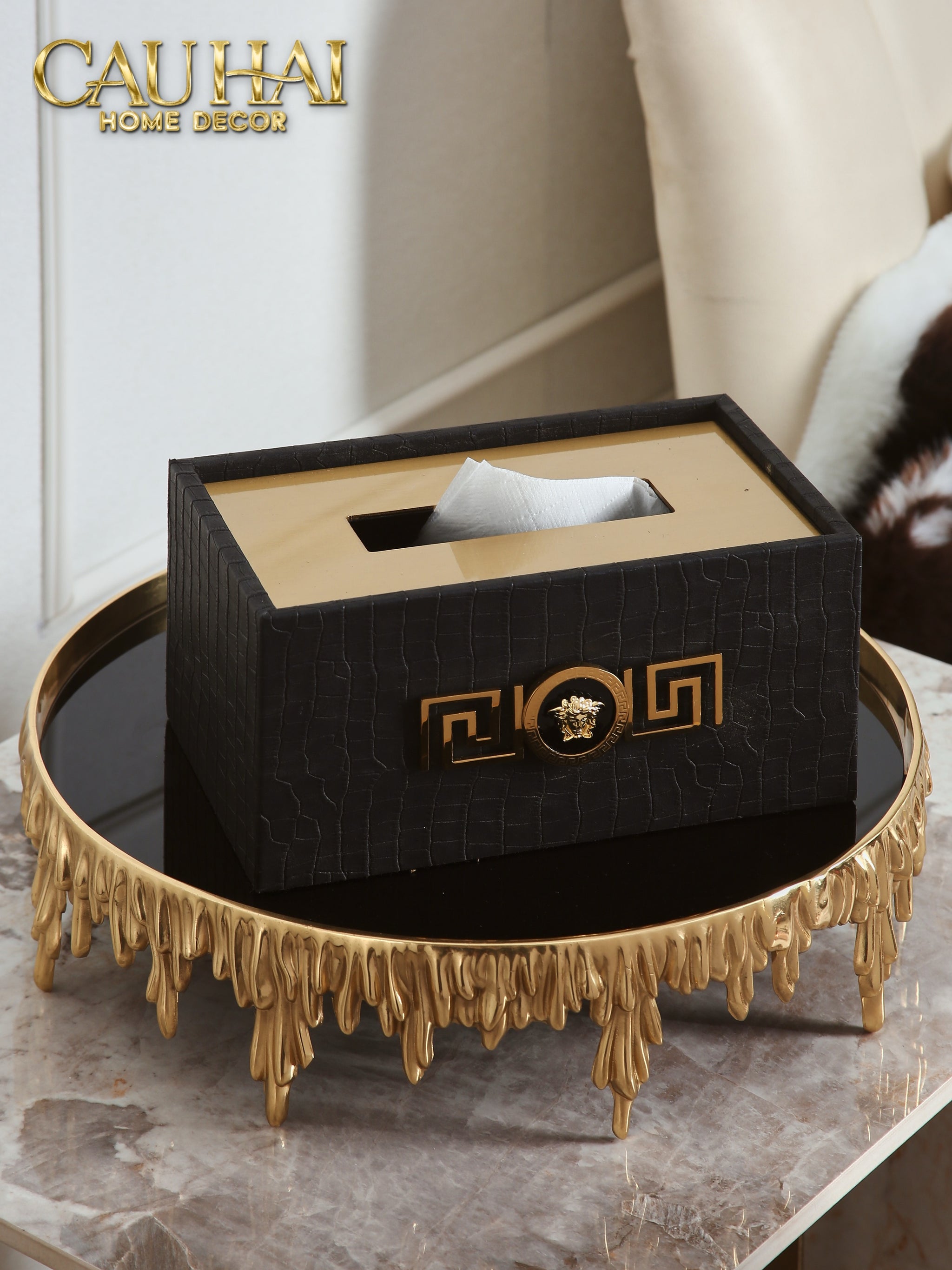 Home Couture - Hộp Khăn Giấy Phantom Cuir De Croco - Spéciale Limitée Édition-CẬU HAI HOME DECOR