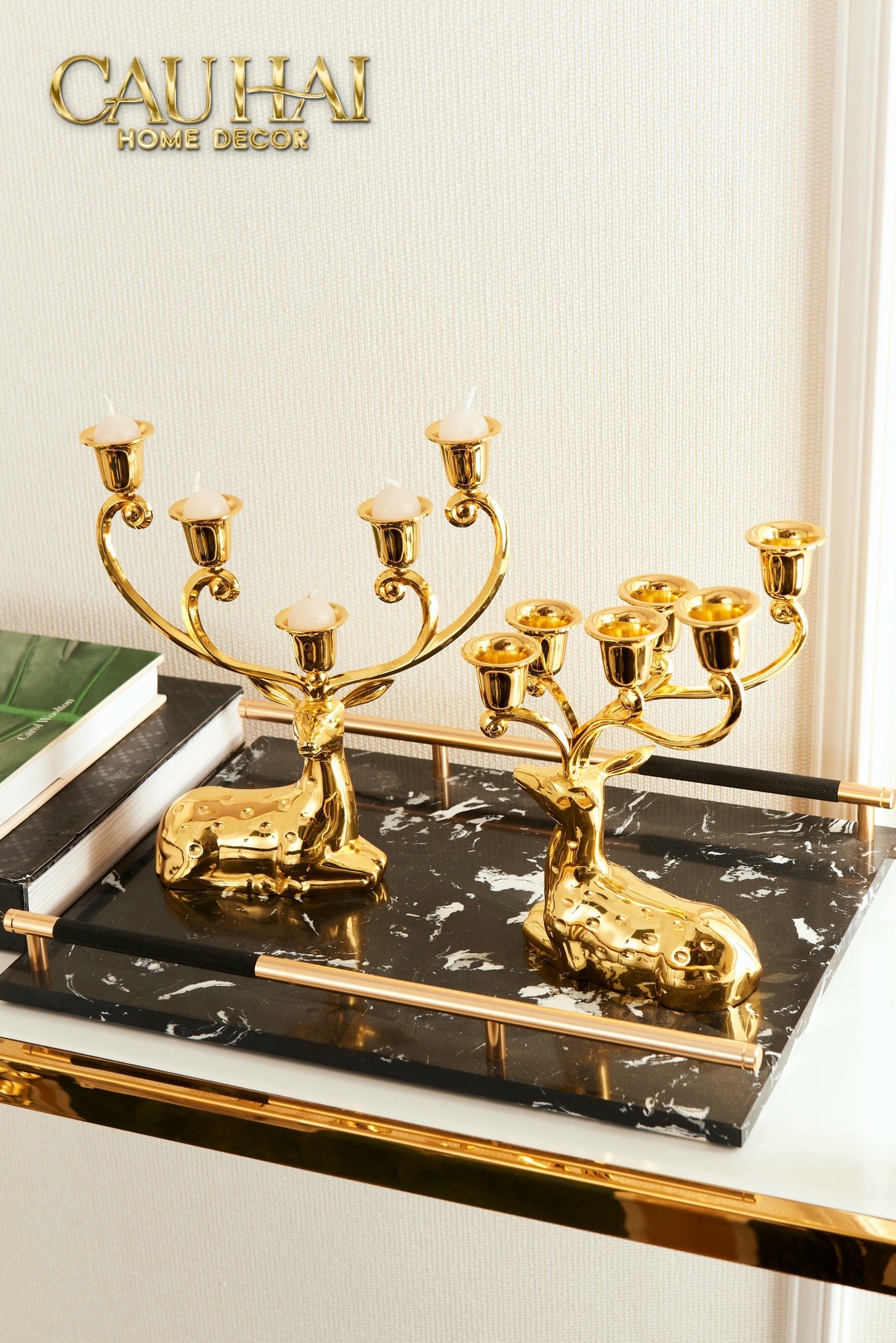 Maison Couture - Tượng Đế Nến Hươu  Sừng Nằm - Royal Antler Impérial Candle Holder