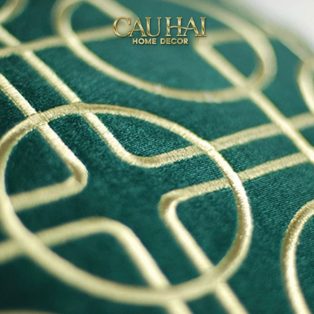 SET 2 GỐI NHUNG EMERALD LUMINA GRID 45X45/30X50 - CẬU HAI HOME DECOR