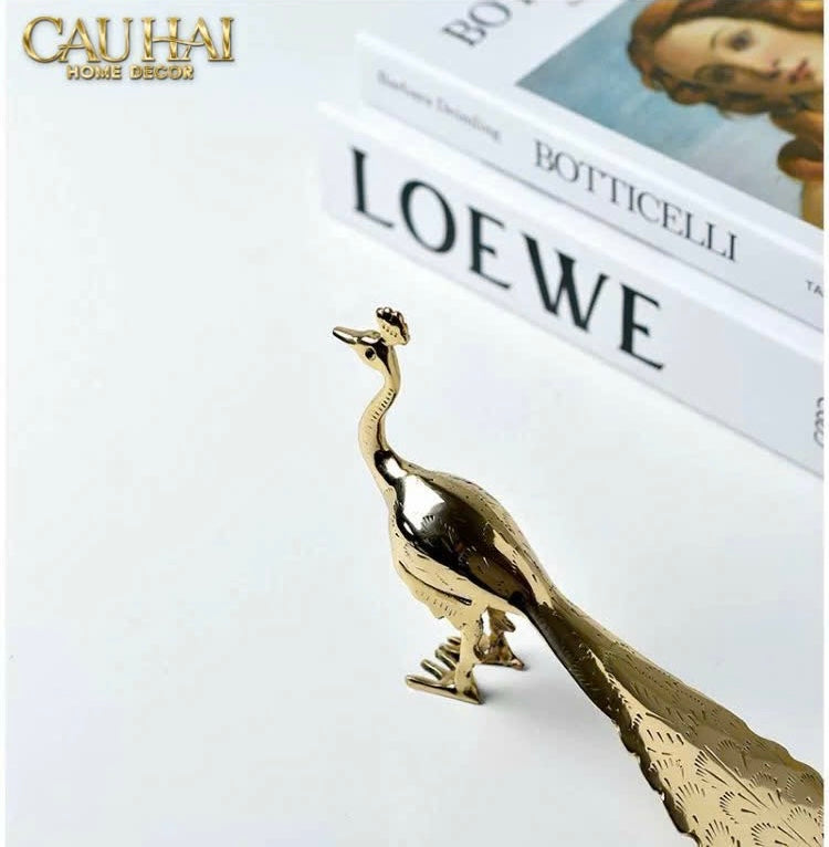 HOME COUTURE - TƯỢNG CHIM CÔNG EMPEROR AURUM AZTEC PAON D22x14-CẬU HAI HOME DECOR