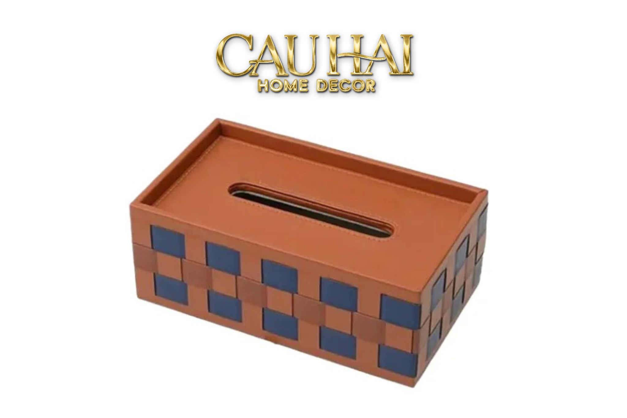 Hộp Khăn Giấy Da Auburn Ruban Leather Tissue Box