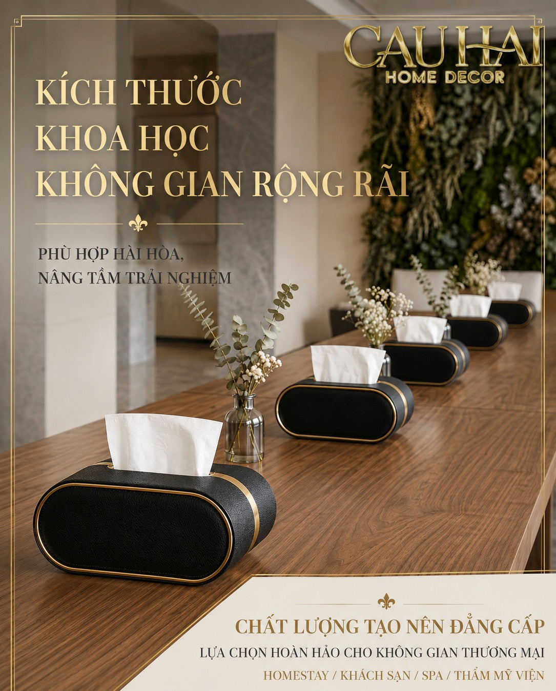 Hộp Khăn Giấy Da Litchi V Class Oval Spéciale Medusa Limited Noir 22x13x10.7-HỘP KHĂN GIẤY-CẬU HAI HOME DECOR-CẬU HAI HOME DECOR