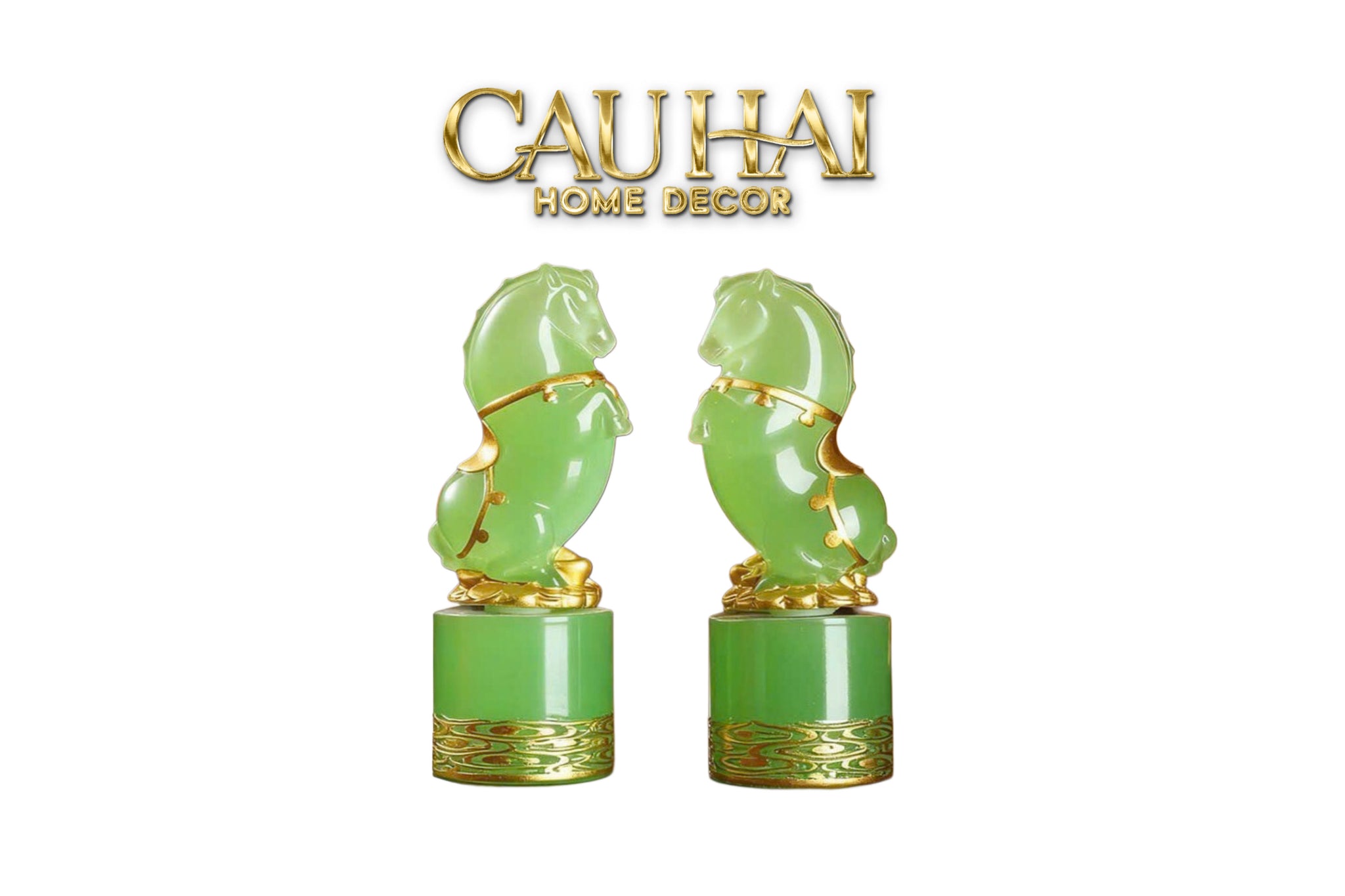 Tết Couture - Set 2 Tượng Lục Bảo Kim Mã   12.5cm Gift Box