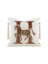 Vỏ Gối Nhung Phối Da Cavalier H Camel Ivory 45x45-VỎ GỐI SOFA-CẬU HAI HOME DECOR-CẬU HAI HOME DECOR