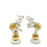 Set 2 Tượng Composite Voi Cirque Royal D'Or 12x17x33-Tượng Decor-CẬU HAI HOME DECOR-CẬU HAI HOME DECOR