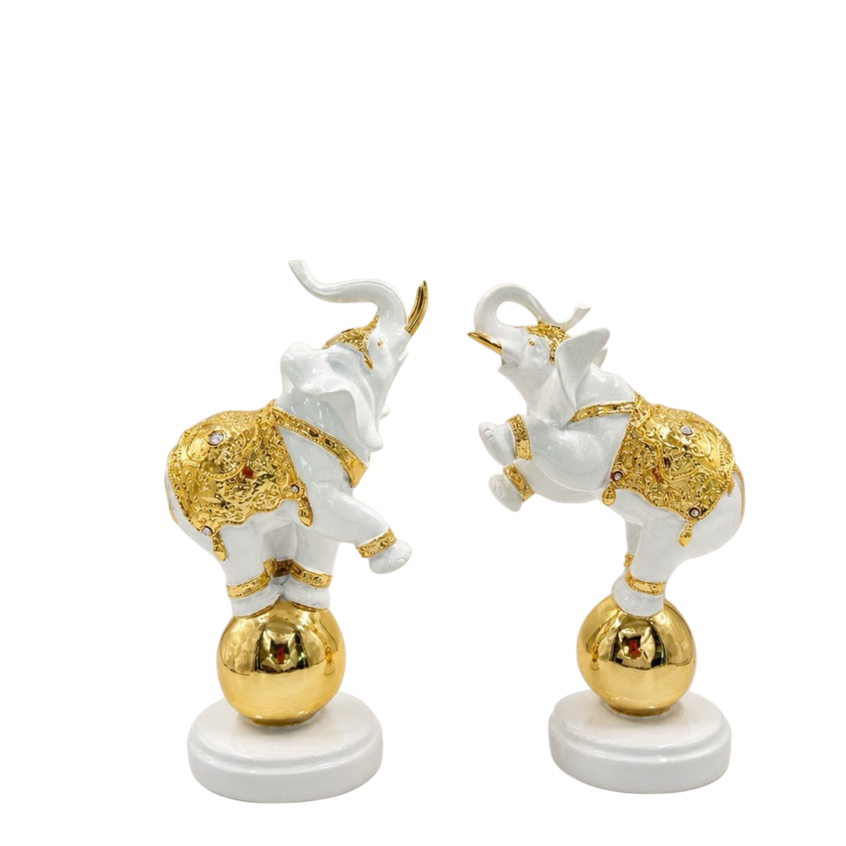 Set 2 Tượng Composite Voi Cirque Royal D'Or 12x17x33-Tượng Decor-CẬU HAI HOME DECOR-CẬU HAI HOME DECOR
