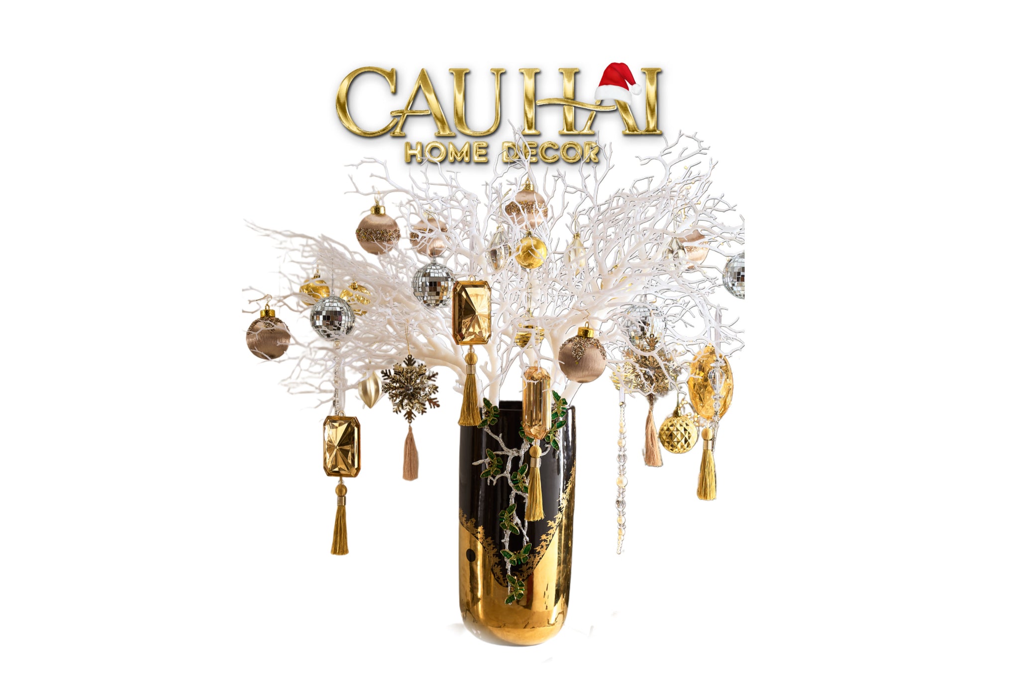 FÊTES COUTURE – SET BÌNH HOA CHRISTMAS L’ARBRE NOIR DORÉ VASE - CẬU HAI HOME DECOR