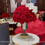 HOME COUTURE - SET BÌNH HOA HỒNG ROUGE VELOUR CRIMSON ROSÉ - ARC-EN-CIEL CRISTAL VASE. - CẬU HAI HOME DECOR