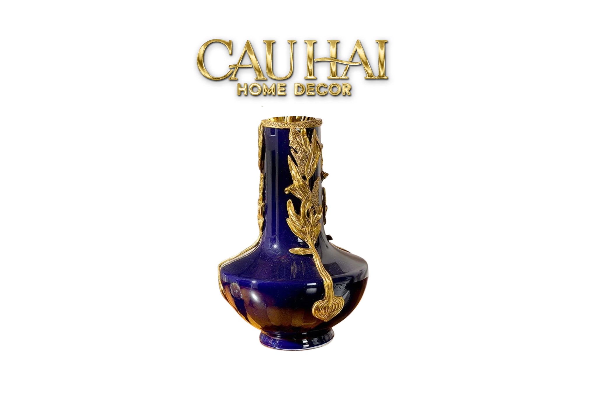 Maison Couture - Bình Hoa Imperium Empire Divine Vase - Laurel Amphora Miniature – Imperial Cobalt 30x21x21