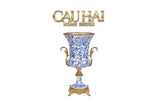 Maison Couture - Bình Hoa Imperium Empire Divine Vase - Indochine Revival Floréal Bleu Urn H40x28x23