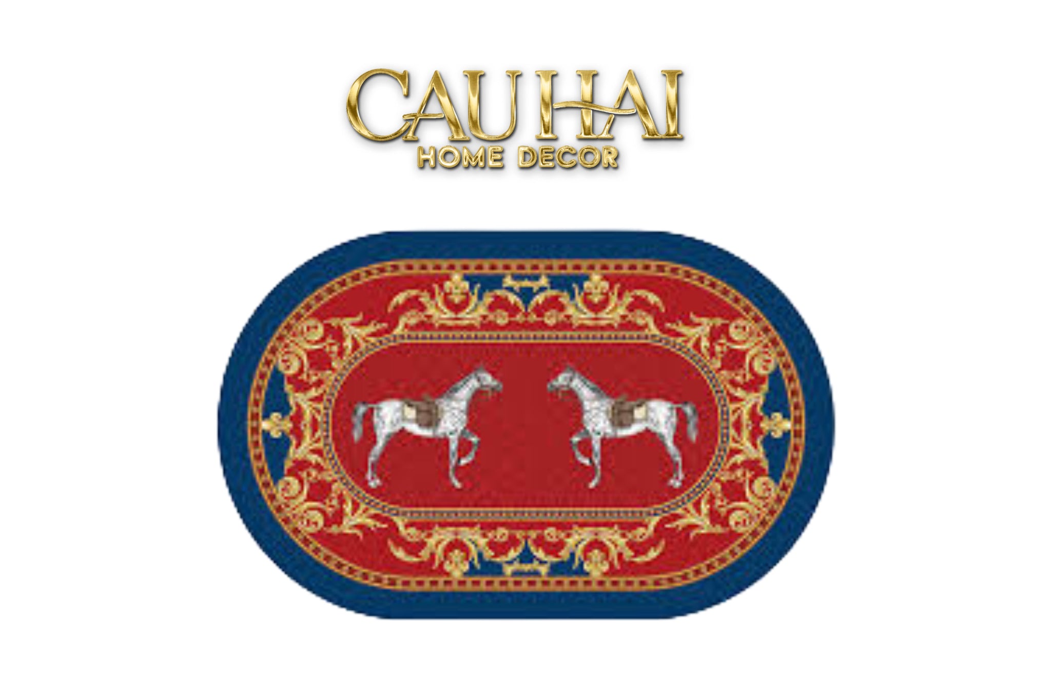 Thảm Cửa Micro-Nappa 50x80 Đôi Ngựa Hoàng Gia Chevaux Royaux Noblesse – Da Thấm Hút