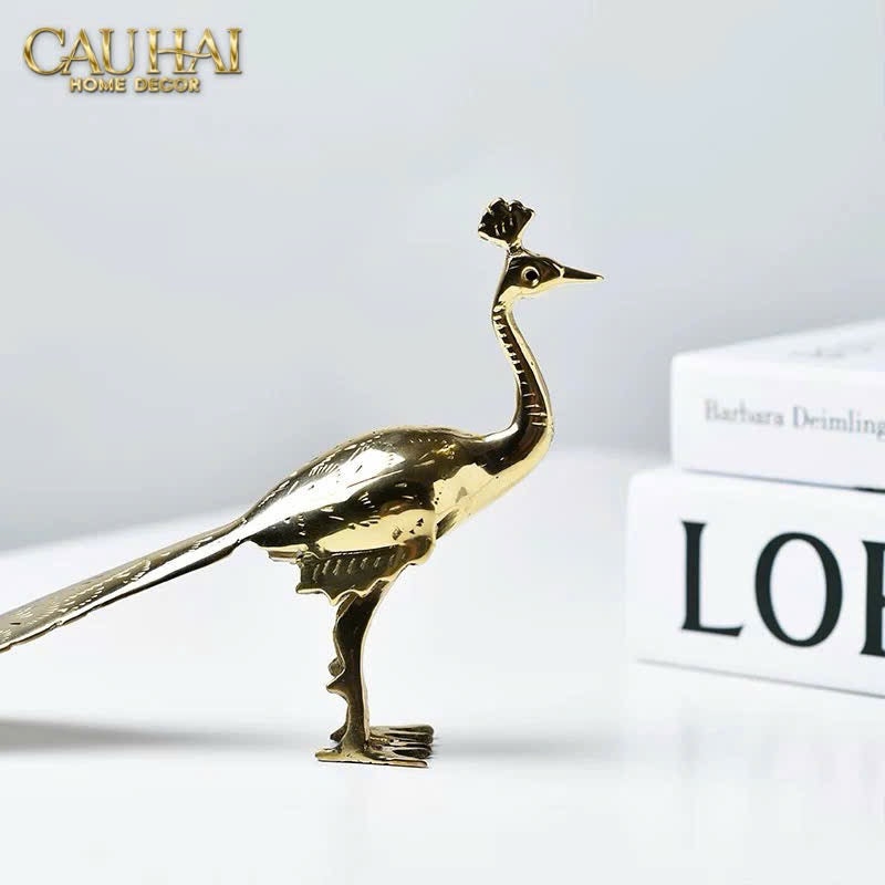 HOME COUTURE - TƯỢNG CHIM CÔNG EMPEROR AURUM AZTEC PAON D22x14-CẬU HAI HOME DECOR