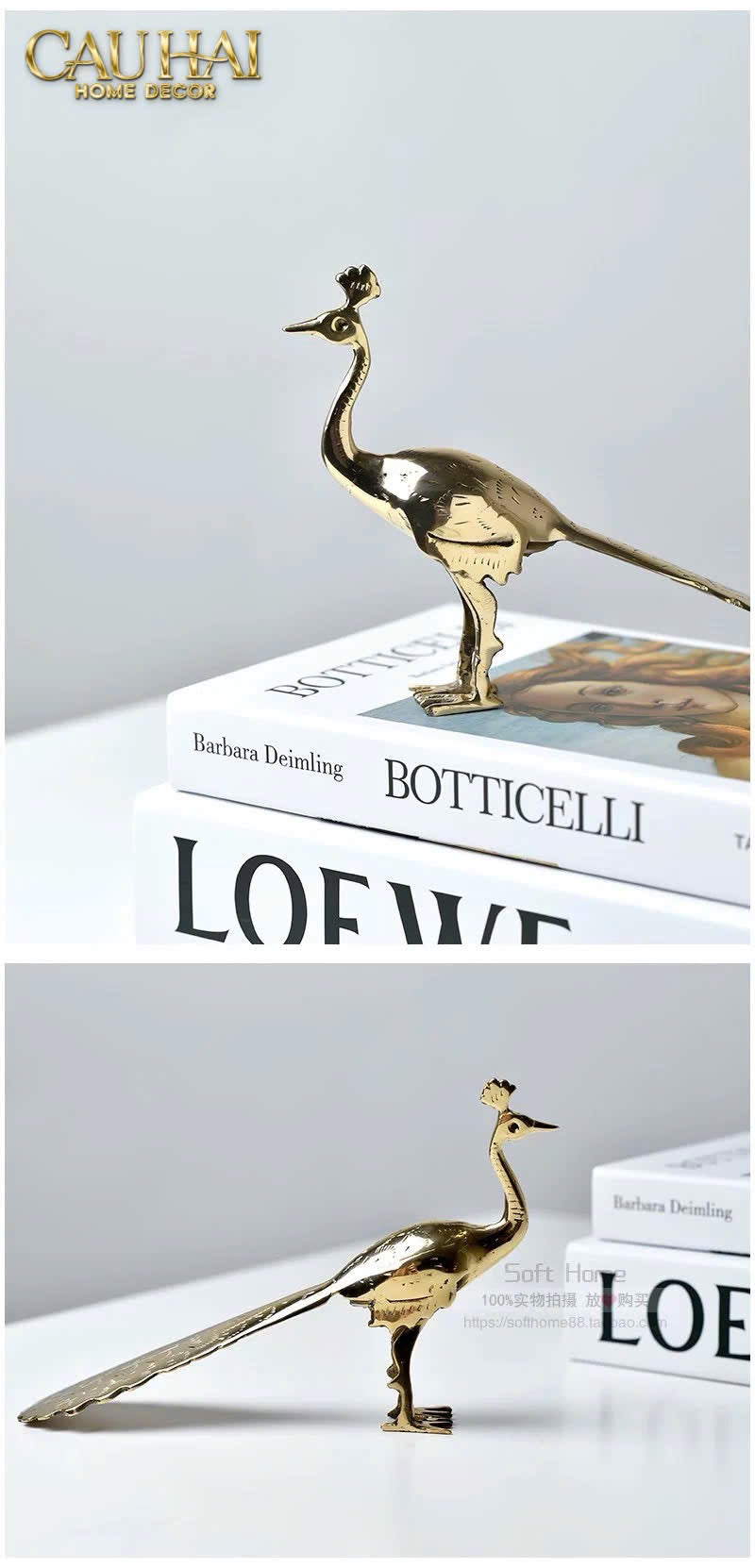 HOME COUTURE - TƯỢNG CHIM CÔNG EMPEROR AURUM AZTEC PAON D22x14-CẬU HAI HOME DECOR