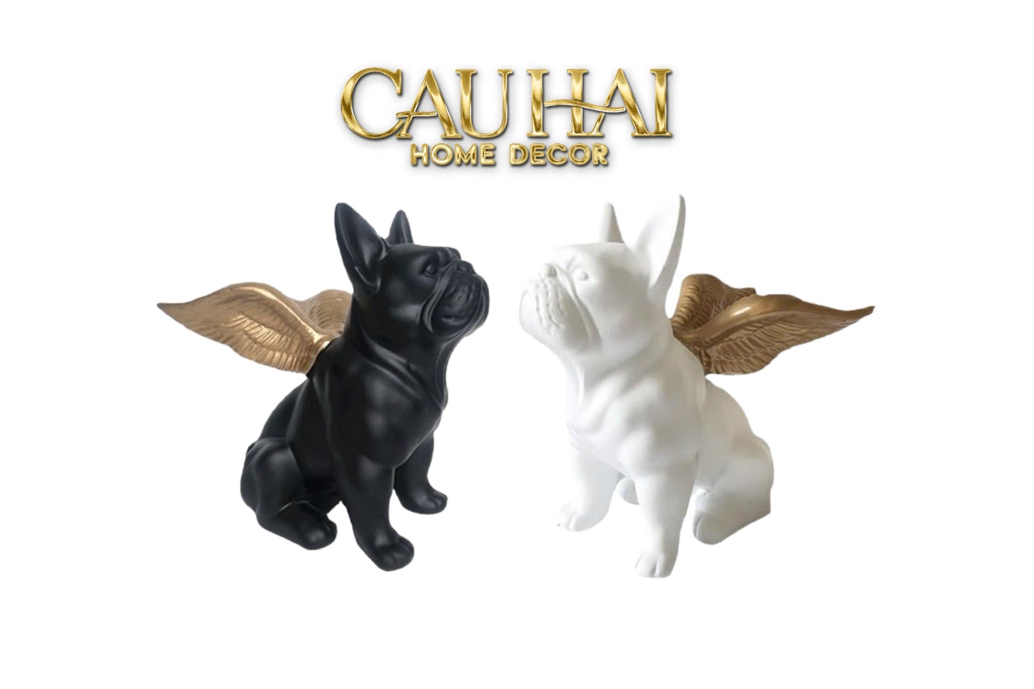 Elysian - Set 2 Tượng Frenchie Angel Bull D'Or Dou-CẬU HAI HOME DECOR