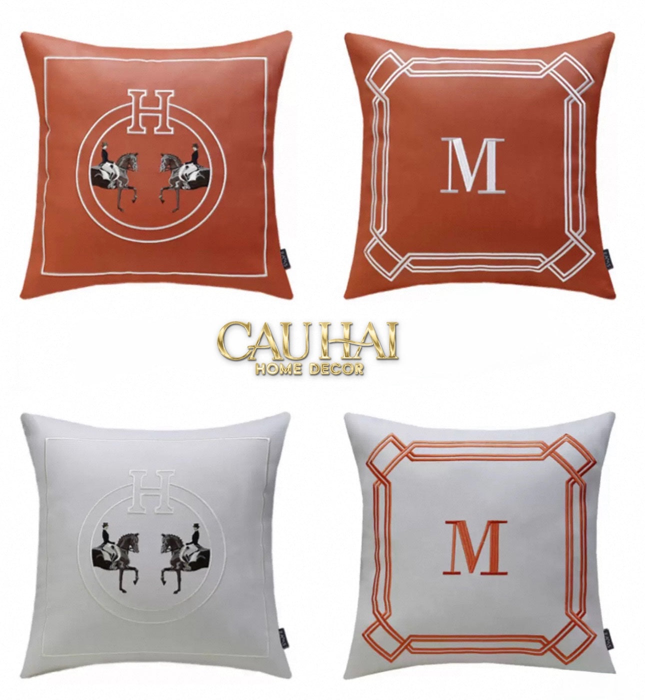 VỎ GỐI DA TERRA EQUESTRIAN HORSEMAN 45 - CẬU HAI HOME DECOR