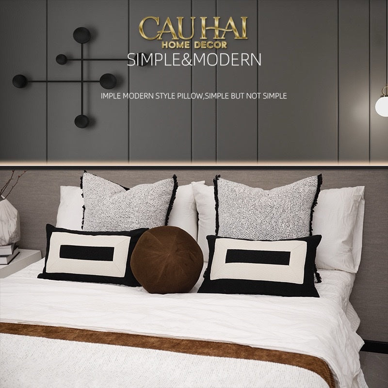 GỐI TWEED LUX LEATHER MINUS ARCH 30X50 - CẬU HAI HOME DECOR