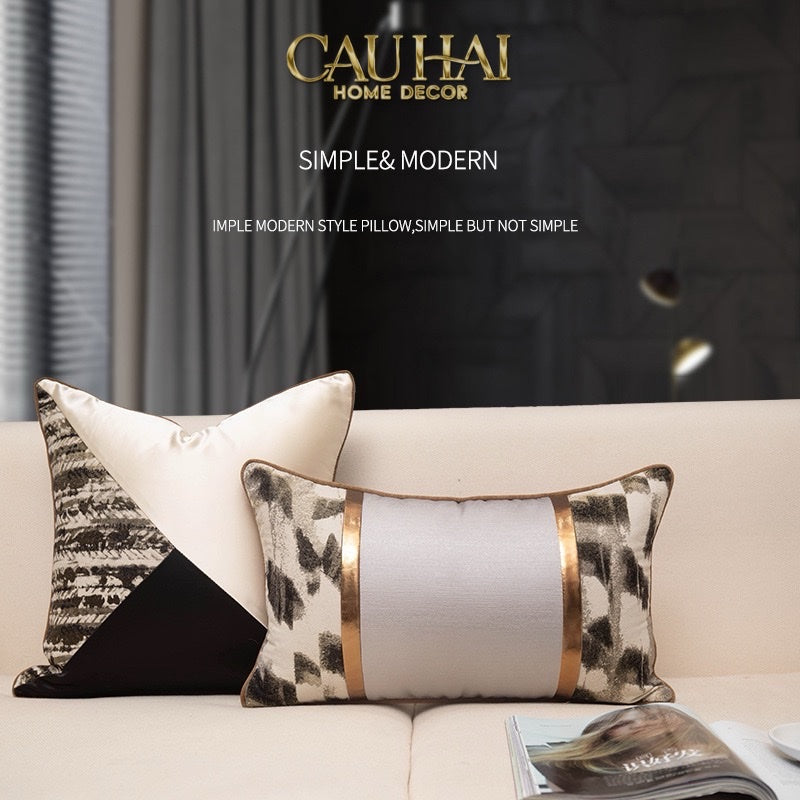 GỐI LỤA JACQUARD OPHELIA CEINTURE MÉTALLIQUE 30x50 - CẬU HAI HOME DECOR