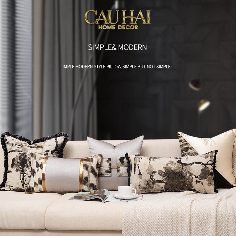 GỐI LỤA JACQUARD OPHELIA CEINTURE MÉTALLIQUE 30x50 - CẬU HAI HOME DECOR