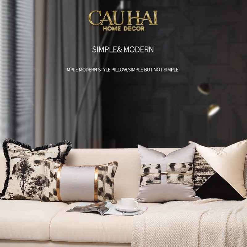 GỐI LỤA JACQUARD OPHELIA CEINTURE MÉTALLIQUE 30x50 - CẬU HAI HOME DECOR