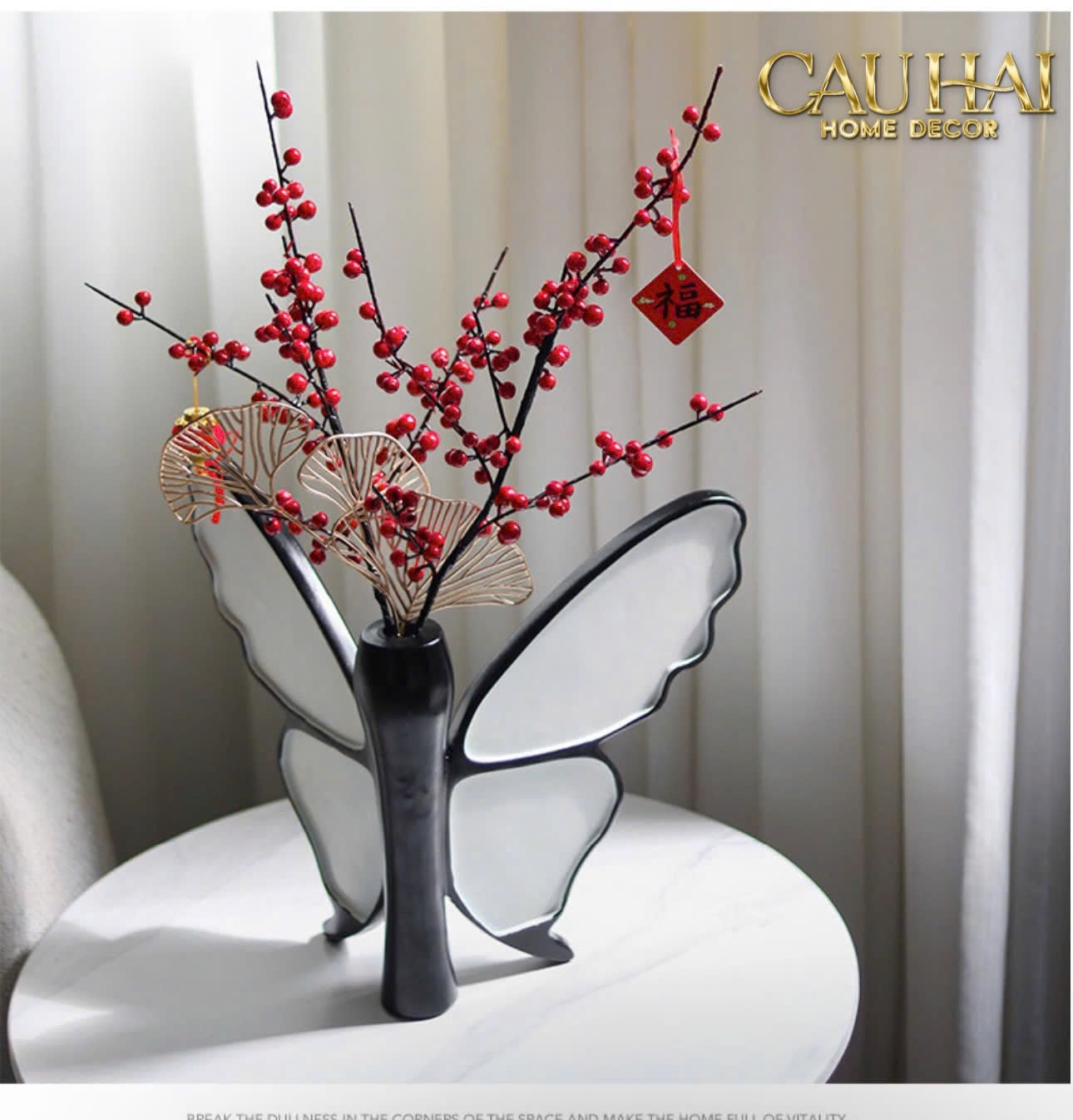 BÌNH HOA PAPILLON EN VOL MONOCHROME - CẬU HAI HOME DECOR