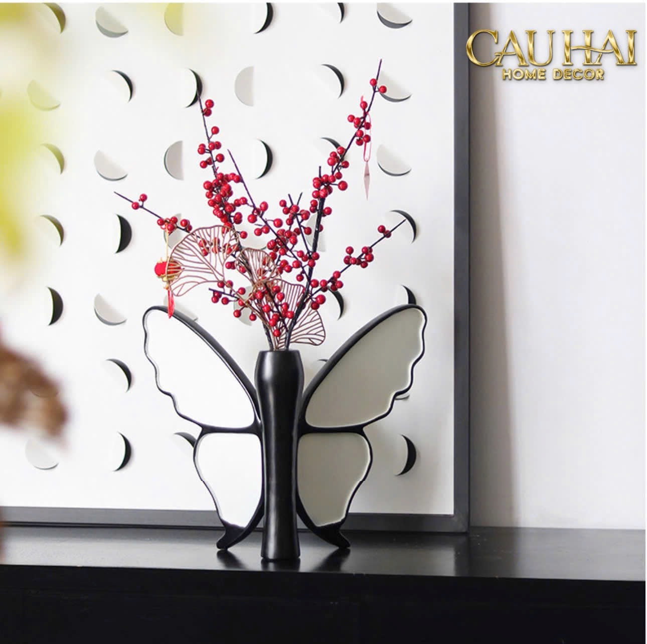 BÌNH HOA PAPILLON EN VOL MONOCHROME - CẬU HAI HOME DECOR