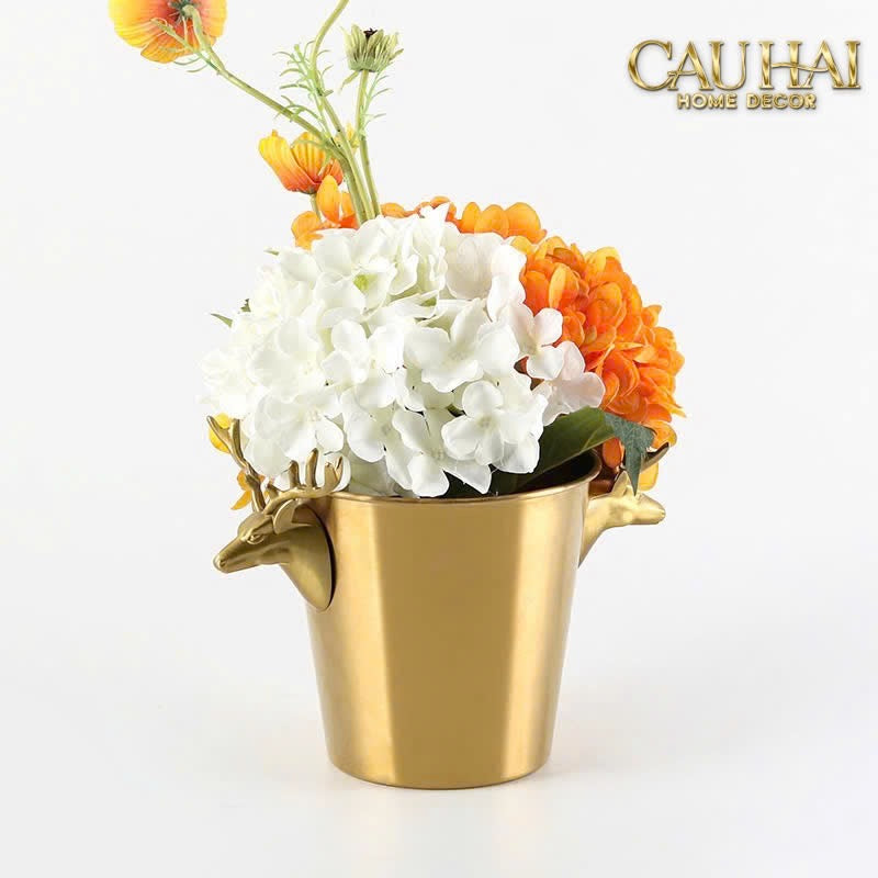 HOME COUTURE - XÔ ĐÁ LUXE BRASSON ELK ICE BUCKET - CẬU HAI HOME DECOR