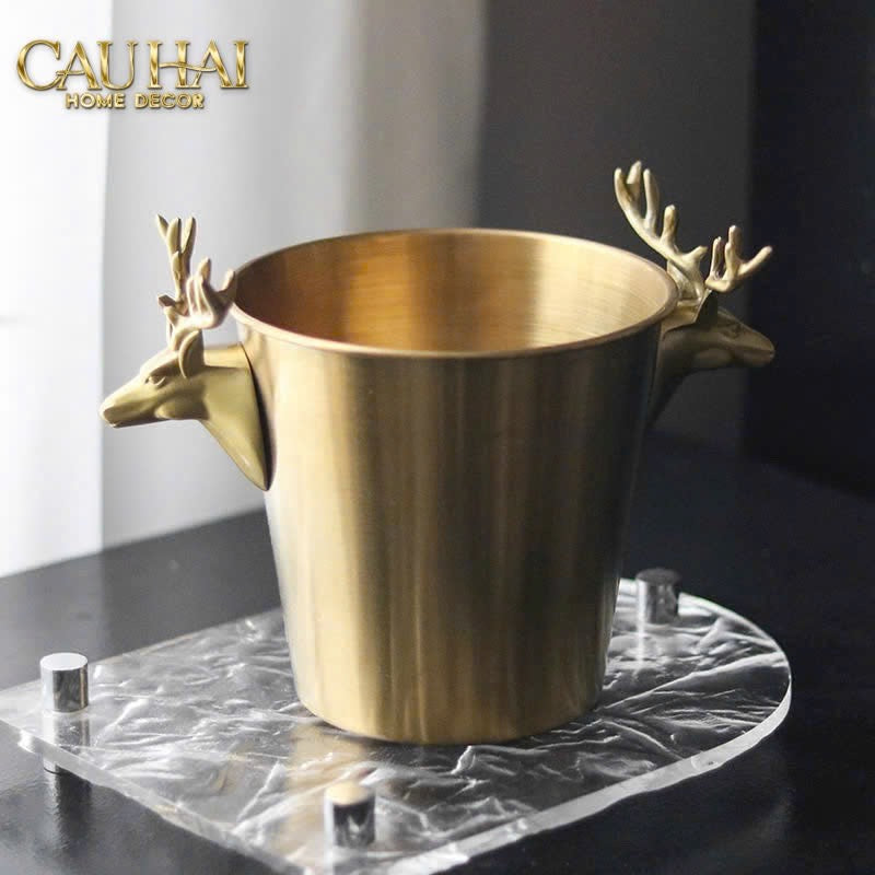 HOME COUTURE - XÔ ĐÁ LUXE BRASSON ELK ICE BUCKET - CẬU HAI HOME DECOR