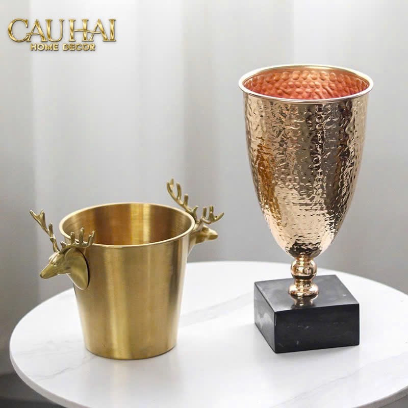 HOME COUTURE - XÔ ĐÁ LUXE BRASSON ELK ICE BUCKET - CẬU HAI HOME DECOR