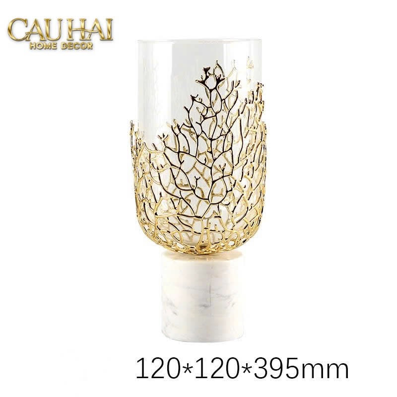 HOME COUTURE - BÌNH HOA GOBLET MARBLE CORAL H35 - CẬU HAI HOME DECOR