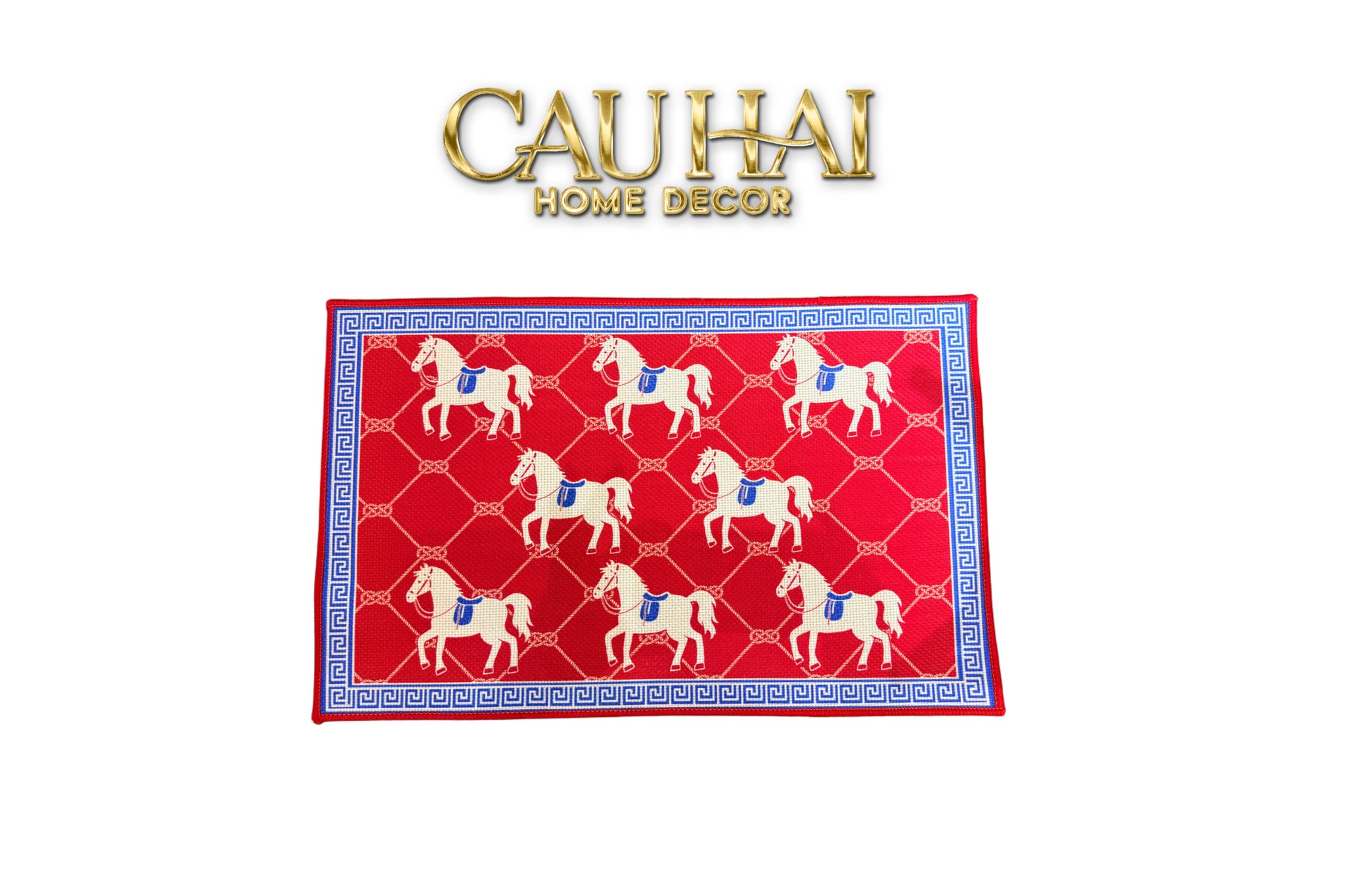 Thảm Cửa Nhung Bỉ 50x80 Ngựa Đỏ Son - Les Chevaux Écarlates de Fortune