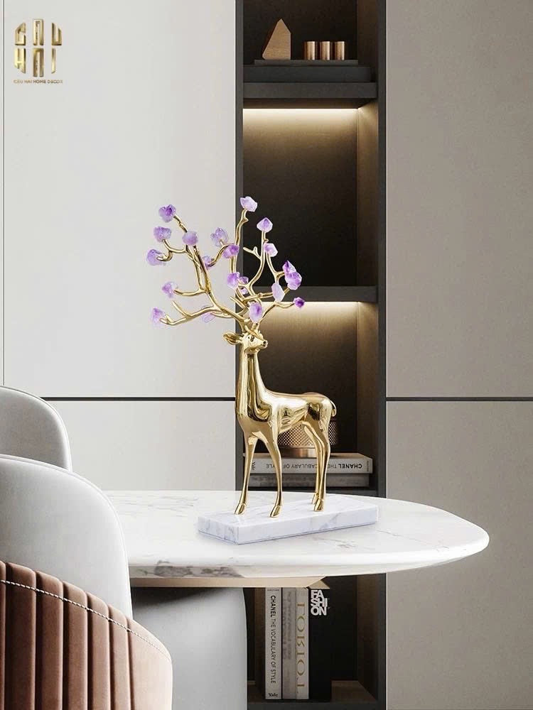 Home Couture - Set 2 Tượng Hươu Đồng Améthyste Les Sentinelles De La Forêt-CẬU HAI HOME DECOR