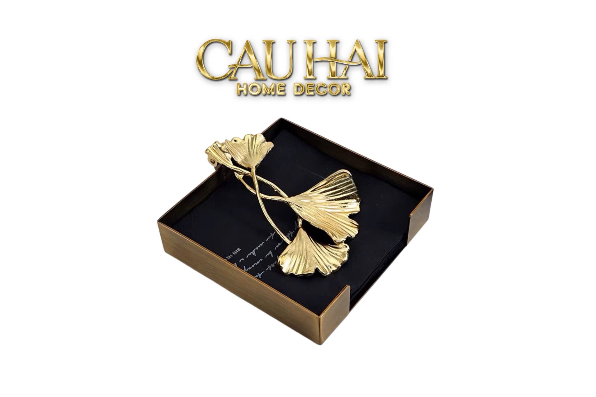 HOME COUTURE - KHAY GIẤY BRASSON MISTLETOE TISSUE TRAY - CẬU HAI HOME DECOR