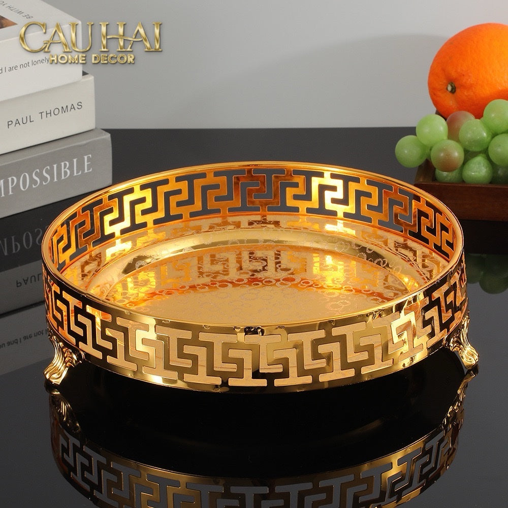 KHAY TRÒN BABYLON PERSIAN GREEK KEY D25 - CẬU HAI HOME DECOR