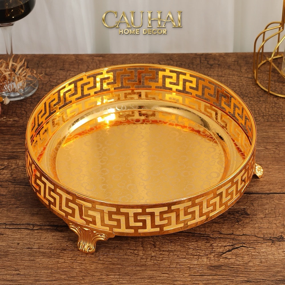 KHAY TRÒN BABYLON PERSIAN GREEK KEY D25 - CẬU HAI HOME DECOR