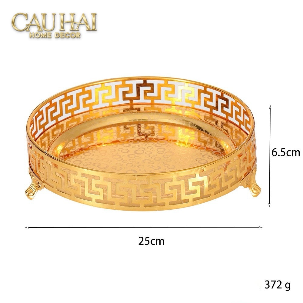 KHAY TRÒN BABYLON PERSIAN GREEK KEY D25 - CẬU HAI HOME DECOR