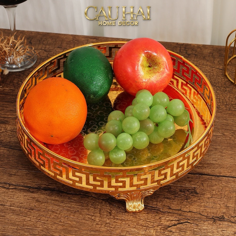 KHAY TRÒN BABYLON PERSIAN GREEK KEY D25 - CẬU HAI HOME DECOR