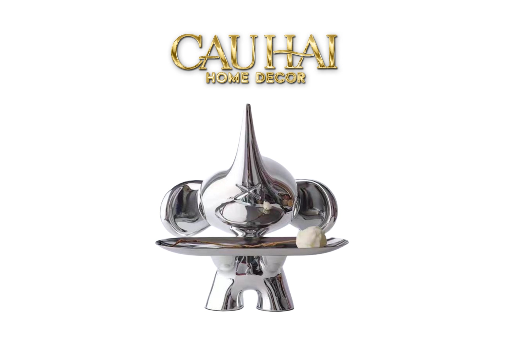 ELYSIAN FW25 - TƯỢNG VOI FIGURINE PLATINUM ASTRO ELEPHAS H27-CẬU HAI HOME DECOR