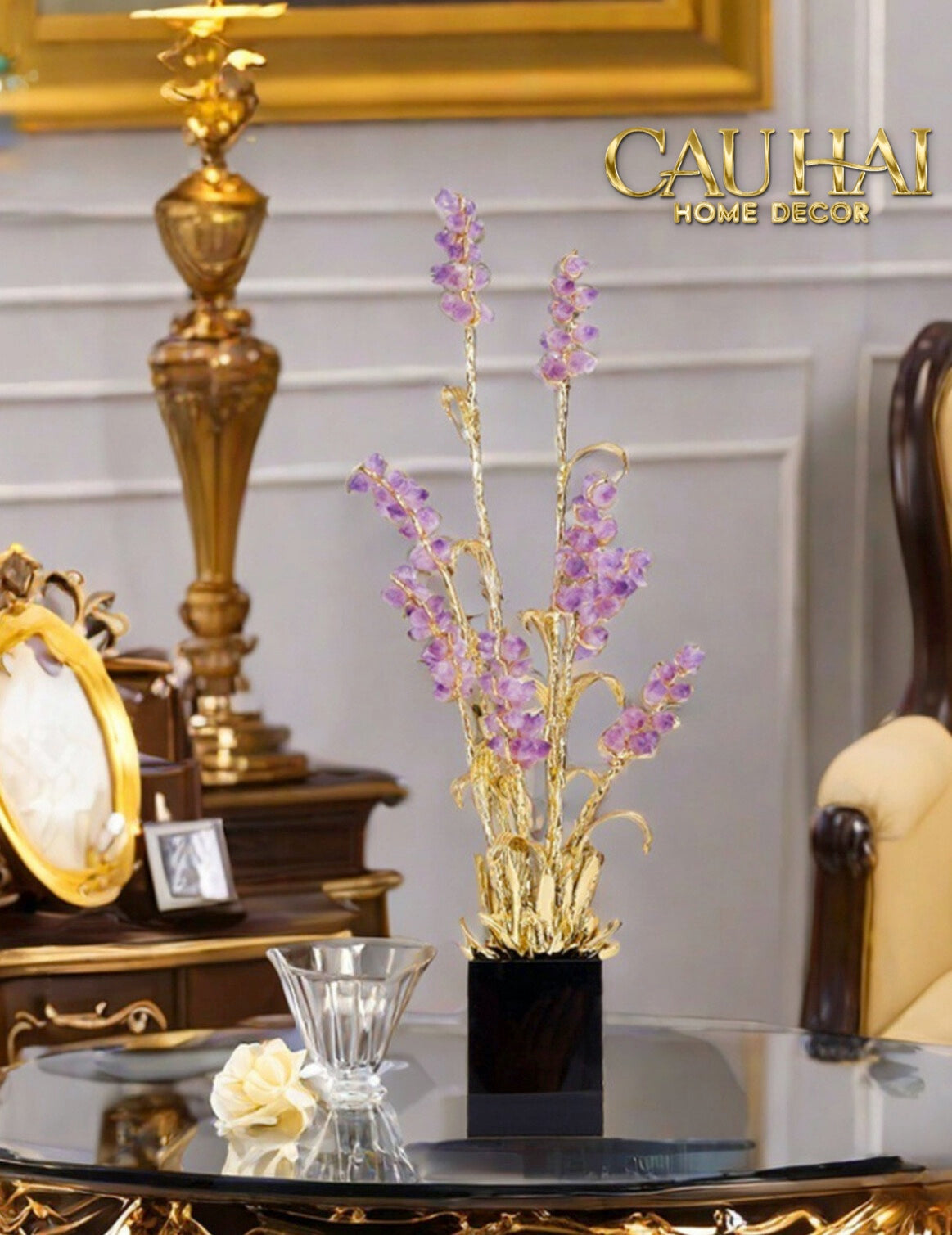 HOME COUTURE - TƯỢNG LÚA MÌ BRASSON ÉPI DORÉ AMÉTHYSTE PREMIÈRE GALERIE - CẬU HAI HOME DECOR