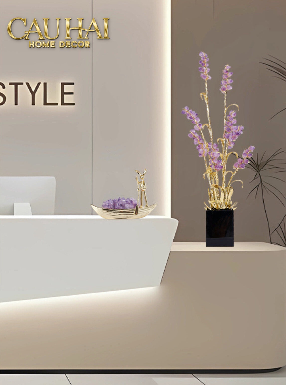 HOME COUTURE - TƯỢNG LÚA MÌ BRASSON ÉPI DORÉ AMÉTHYSTE PREMIÈRE GALERIE - CẬU HAI HOME DECOR