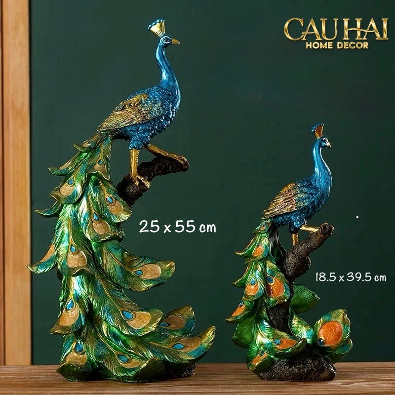 HOME COUTURE - TƯỢNG KHỔNG TƯỚC PAONS IMPÉRIAUX ÉMERAUDE - REGAL HERA DIVINITY H40 - CẬU HAI HOME DECOR