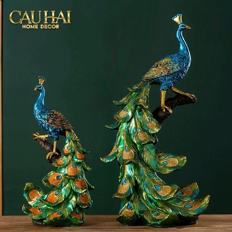 HOME COUTURE - TƯỢNG KHỔNG TƯỚC PAONS IMPÉRIAUX ÉMERAUDE - REGAL HERA DIVINITY H40 - CẬU HAI HOME DECOR