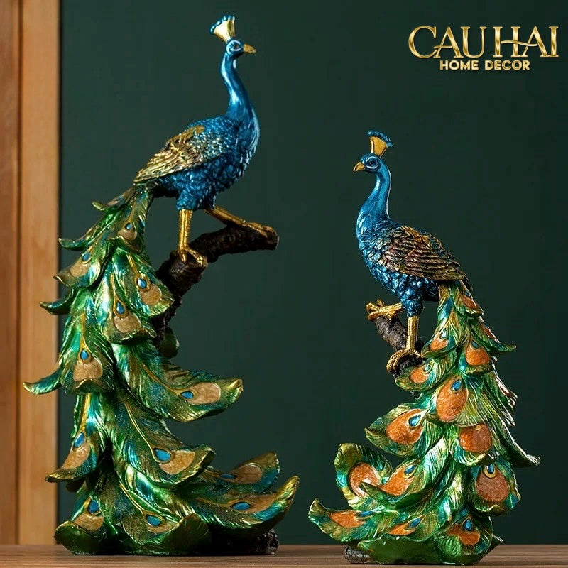 HOME COUTURE - TƯỢNG KHỔNG TƯỚC PAONS IMPÉRIAUX ÉMERAUDE - REGAL HERA DIVINITY H40 - CẬU HAI HOME DECOR