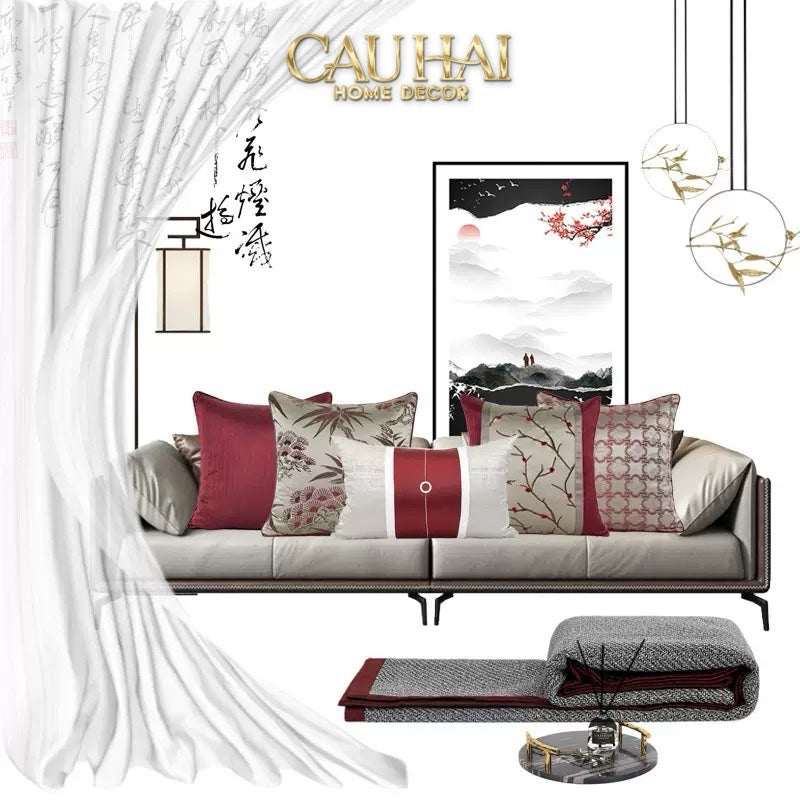 VỎ GỐI LỤA FLEURS DE SOIE CRAMOISIES 45 - CẬU HAI HOME DECOR